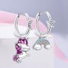 Silver Plated Woman Hoop Earring Original Fashion Travel Airplane Heart Butterfly Fit Girl Jewelry Making Gift