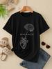 Balance Brain Heart Graphic Tee Unisex Minimalist Letter Print Short Sleeve Black Tshirt Loose Fit Casual Summer Streetwear Top