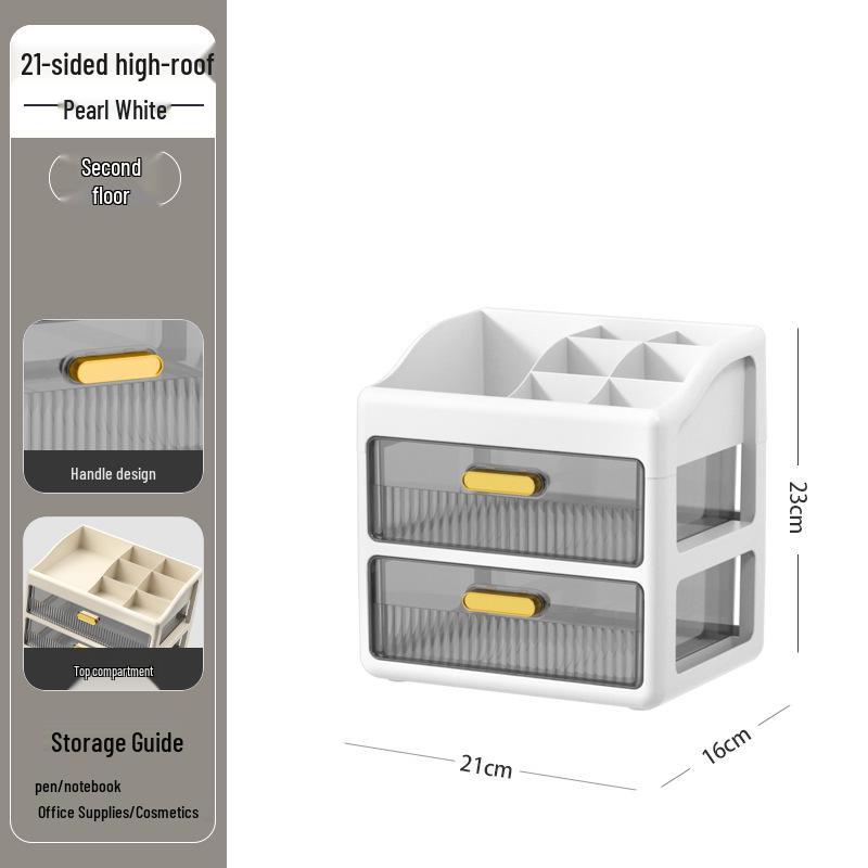 Multi-layer Desktop Organizer: Drawer-Type Storage Box for Office Supplies, Stationery, and Cosmetics