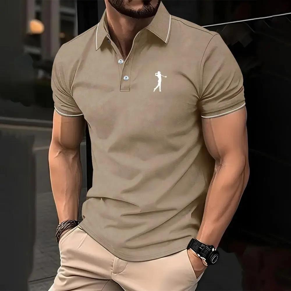 Men's Checkered Short Sleeve Polo Shirt, Stylish Casual Fashion Top