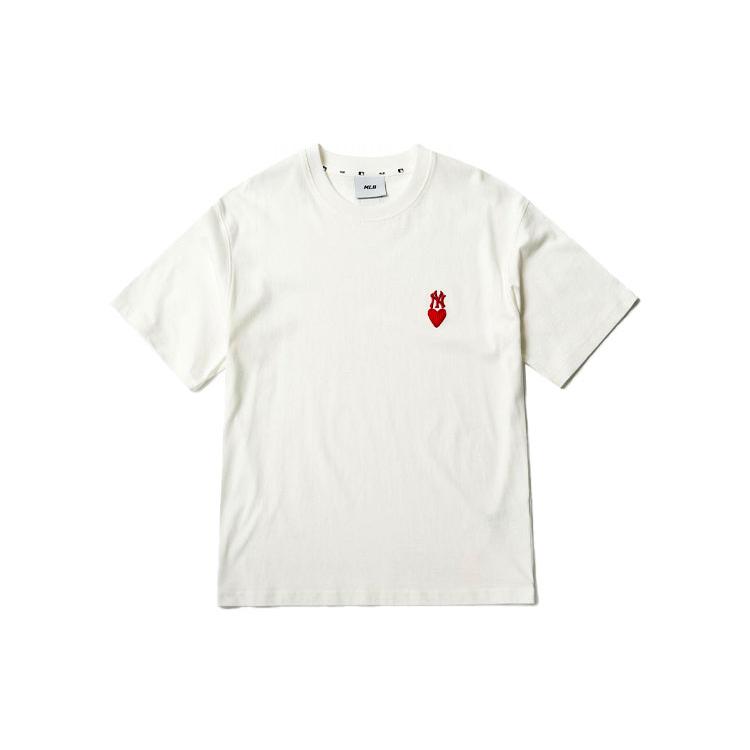 MLB Heart T Shirts Unisex White Crew Neck Moderate Straight Fit 3ATSH0114-50IVS L