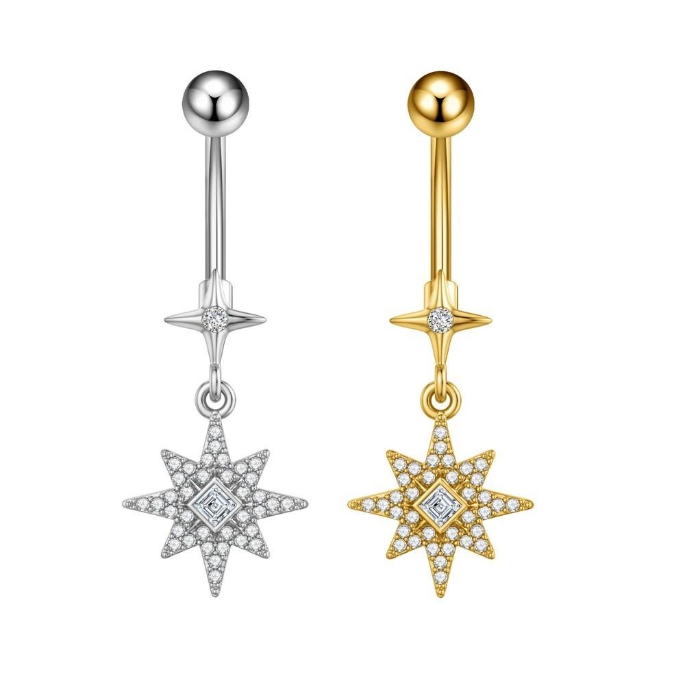 Stainless Steel Belly Navel Stud Elegant Navel Button Trendy Butterfly Chain Navel Ring  Beach
