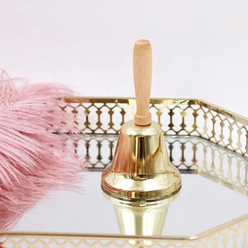 Festive Attention Christmas Hand Bell Wooden Handle Kindergarten Kids Christmas Jingle Ring Xmas Decorations Christmas Bells