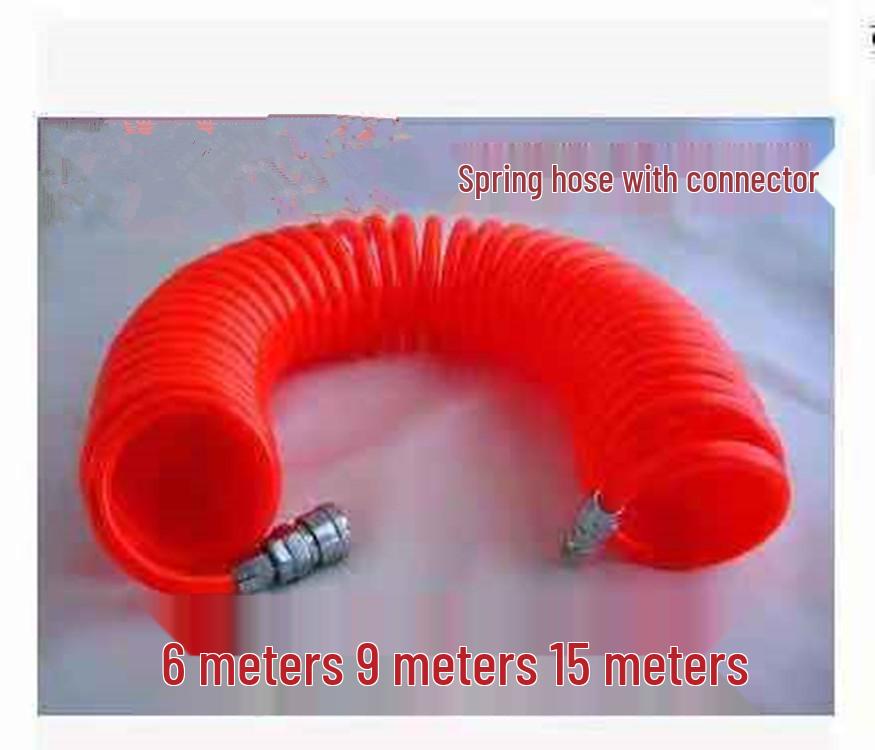 Пружинный воздушный шланг для компрессора из ПЭ: Телескопическая спиральная трубка с соединителем, доступна в размерах 6м, 9м, 12м, 15м (PE8*5) 6 meters without connector