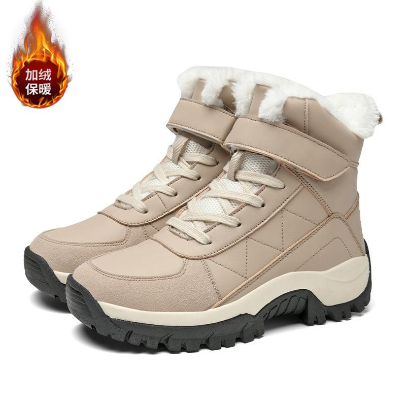 New winter velvet thickened warm and wear-resistant outdoor hiking shoes snow boots high-top cotton shoes