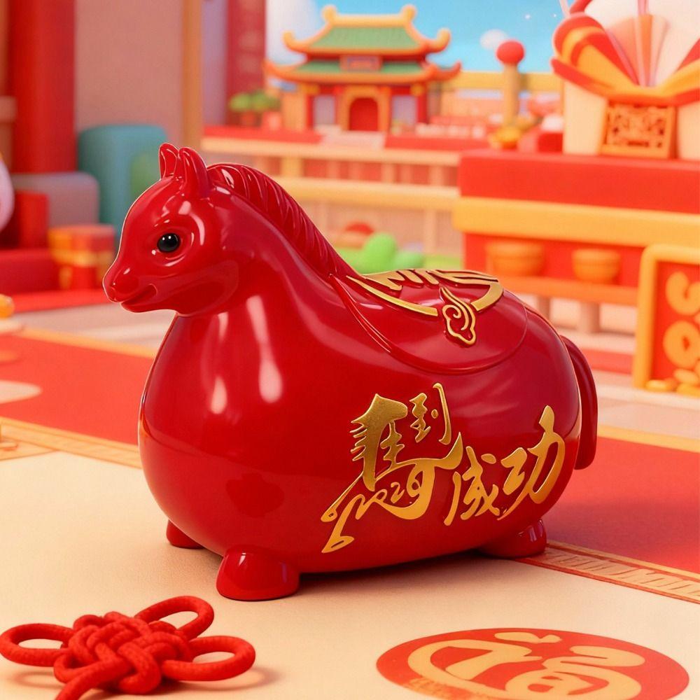 Gold Red Pig Coin Jar Zodiac Horse Coin Saving Box Cartoon Piggy Bank  Festive Occasions