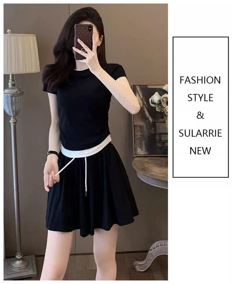 2025 Women's Summer Casual Sportswear: Short Sleeve Top & Skirt Set