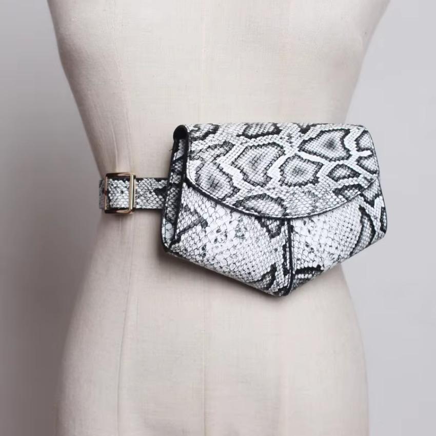 Fashionable Small Waist Bag Versatile Women Delicate Snake Skin Decorative Saddle Fashionable Sweater Belt Trendy