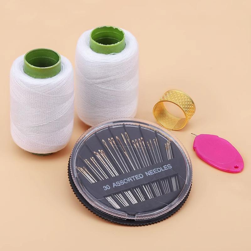 Black & White DIY Sewing Thread and Needle Set for Mending and Handcrafts