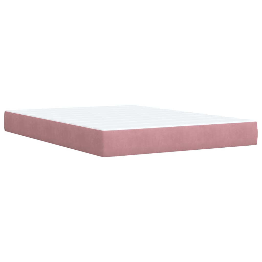 Pink Box Spring Bed with Mattress 140 X 190 Cm Velvet