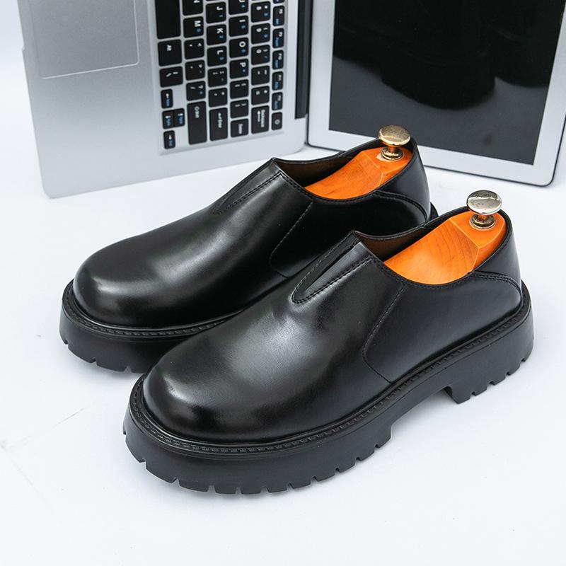 

Leather shoes men s Korean version of thick-soled formal wear business casual shoes men s one-pedal foot cover Doudou shoes men 46