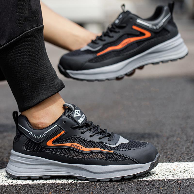

men fashion breathable steel toe caps working safety shoes outdoors security boots worker safe sneakers summer footwear protect 270 чорний
