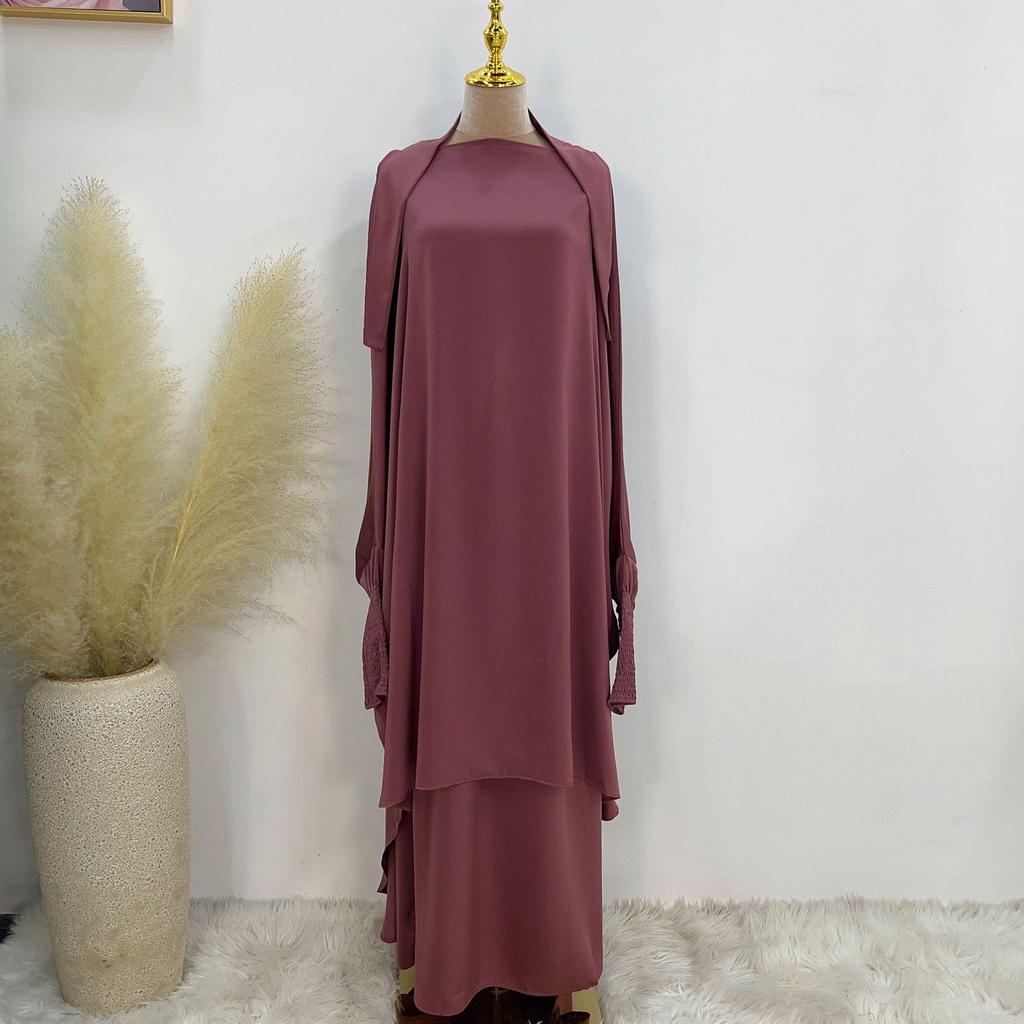Loriya 2023 Solid Color Streetwear Swing Robe Dress Set - LR618