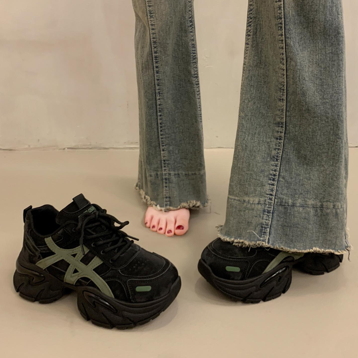 

Platform dad shoes women s feet show small height increase 2 new autumn and winter gray casual sports shoes 40 чорний