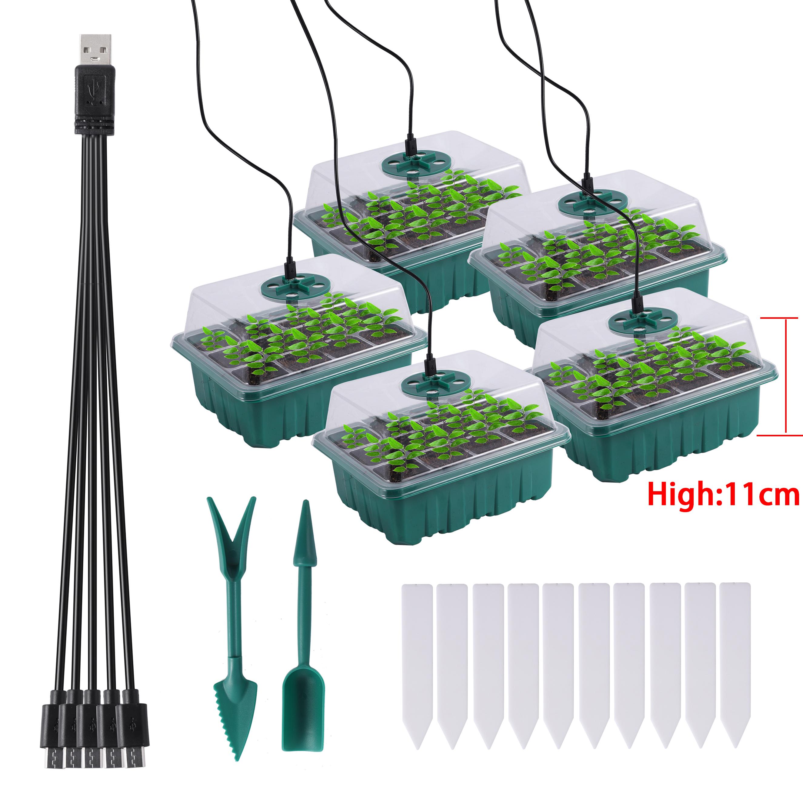 

12Cells Seed Starter Tray With LED Grow Light Nursery Box Kit Mini-Shovel USB Wire Seedling Home Greenhouse Gaeden Growing Lamp
