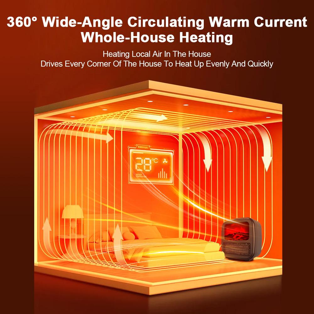 Electric Fireplace Heaters 1000W Portable Mini Heating Fans Warm Heater Desktop Flame Air Warmer Home Stove Heater for Winter