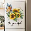 Butterfly and Sunflower Window Sticker Colorful Window Cling Decoration for Home Bedroom Living Room Glass Decor