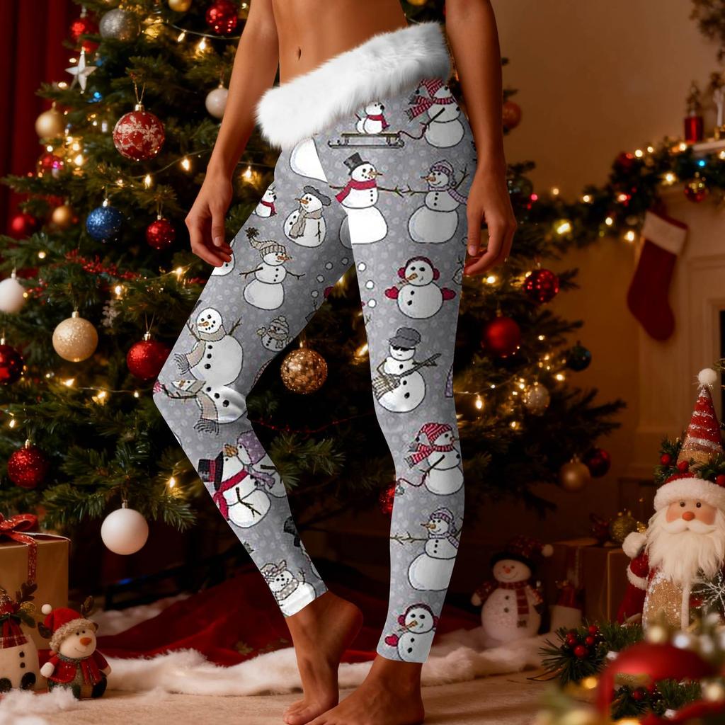 Women's Fashion Casual Fleece-Lined Patchwork Print Straight-Leg Pants