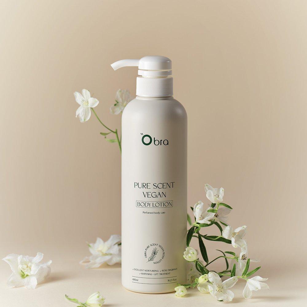 OBRA Body 2-piece Set / Vegan Certified Whitening Wrinkle Improvement Body Lotion 480mL + Wash 480mL + Hotel Towel Set