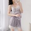 Suspender shorts pajamas women's summer sexy ice silk breathable and cool women's loungewear suit thin can be worn outside