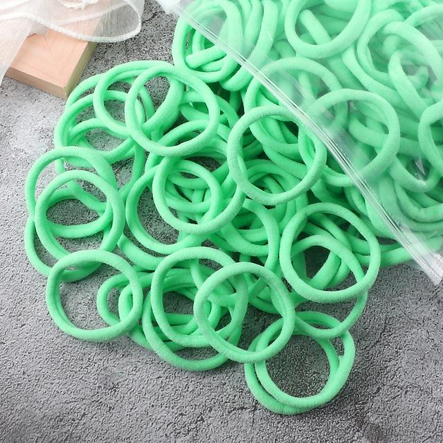 50 Solid Color Elastic Hair Ties - 4cm Girl's Ponytail Rings, Hot Sale Hair Accessories