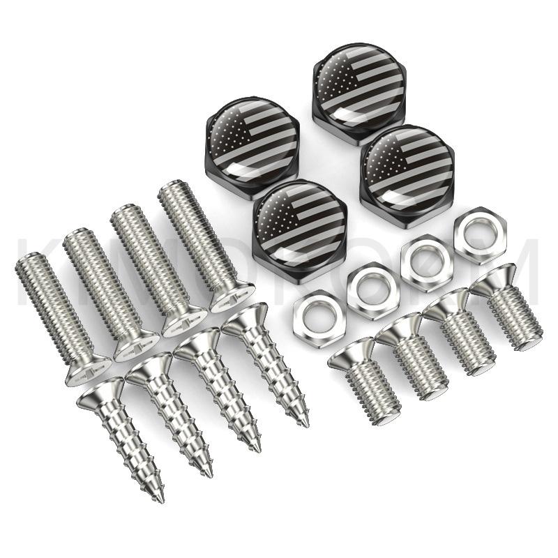 4pcs/set Car USA Italy Germany British Flag Metal Screws License Plate Bolts Auto Universal Car Accessories For VW BMW