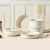 Detachable Handle Non-Stick Maifan Stone Cookware Set: Stir-Fry & Flat-Bottomed Pan for Induction Cookers.