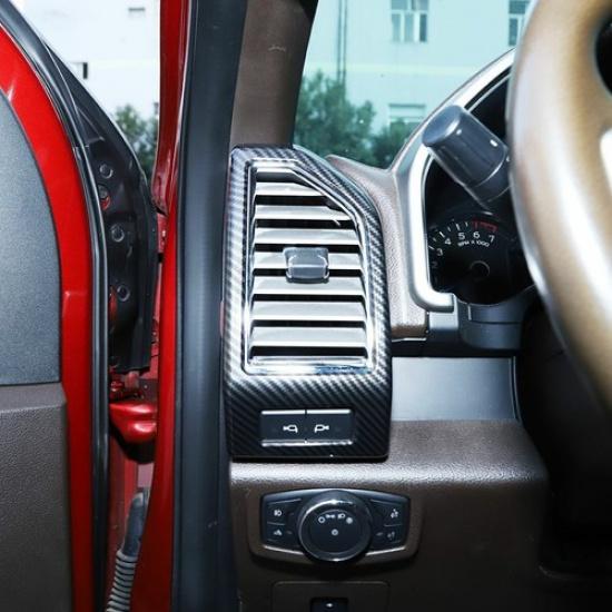Inner Side Front Air Outlet Vent Cover Trim For Ford F150 2015- Carbon Fiber