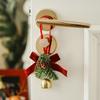 Red Christmas Chime Bell Wreath Pine Cone Bell Pendant Christmas Velvet Bow Bell  Garden Decor