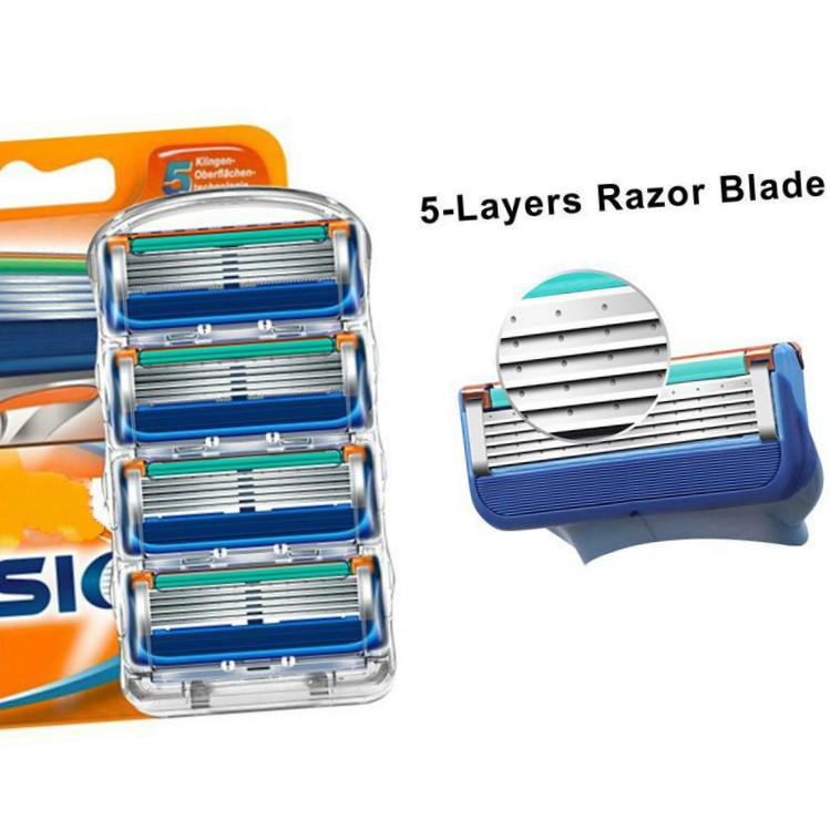 

Новинка, 4 шт., 5 лезвий, кассеты для бритья, сменные лезвия Gillettee Fusione, 5 слоев, бритва для ухода за лицом 4PCS