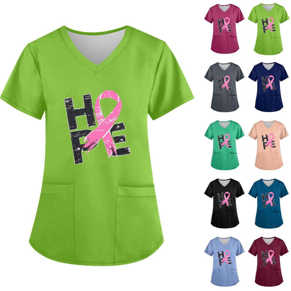 Women's V-Neck Short-Sleeve Pocketed Top With Side Slit