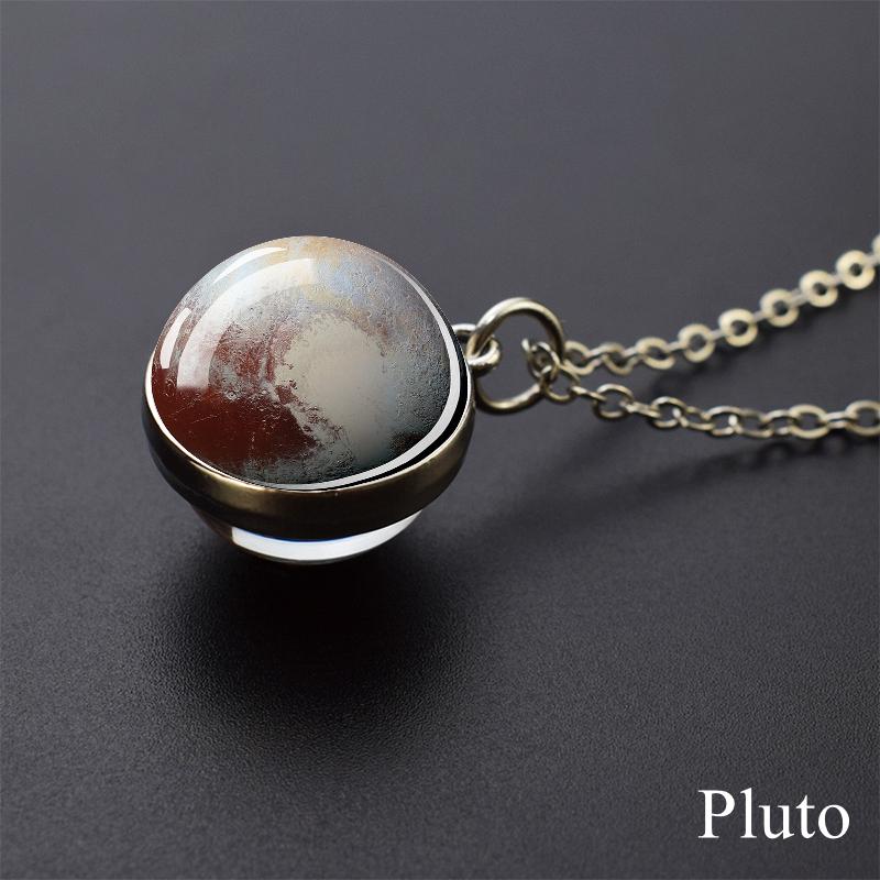 Collar con colgante de bola de cristal, sistema Solar, Planeta, Luna, Tierra, Júpiter, Neptuno, Marte, Venus, mercurio, regalo de Navidad