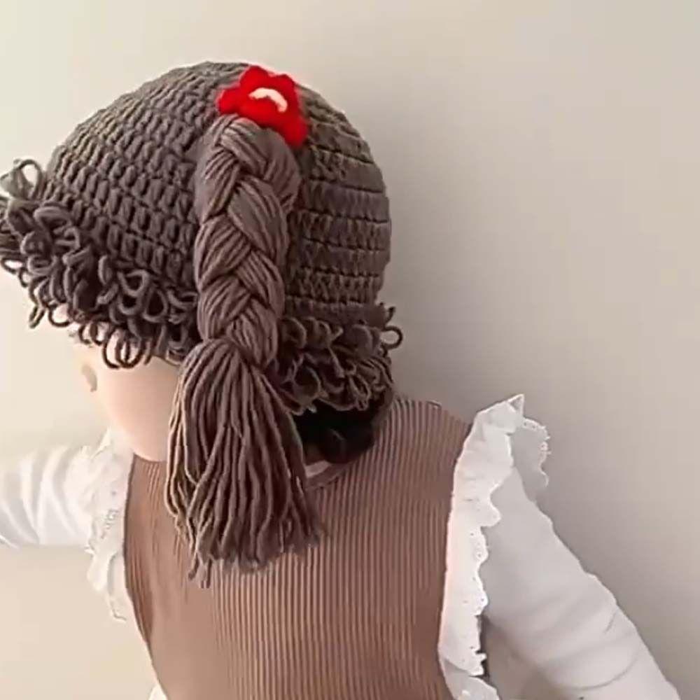 Breathable Kids Knitted Hat Elastic Newborn Headgear Personality Baby Braid Wig Hat Versatile