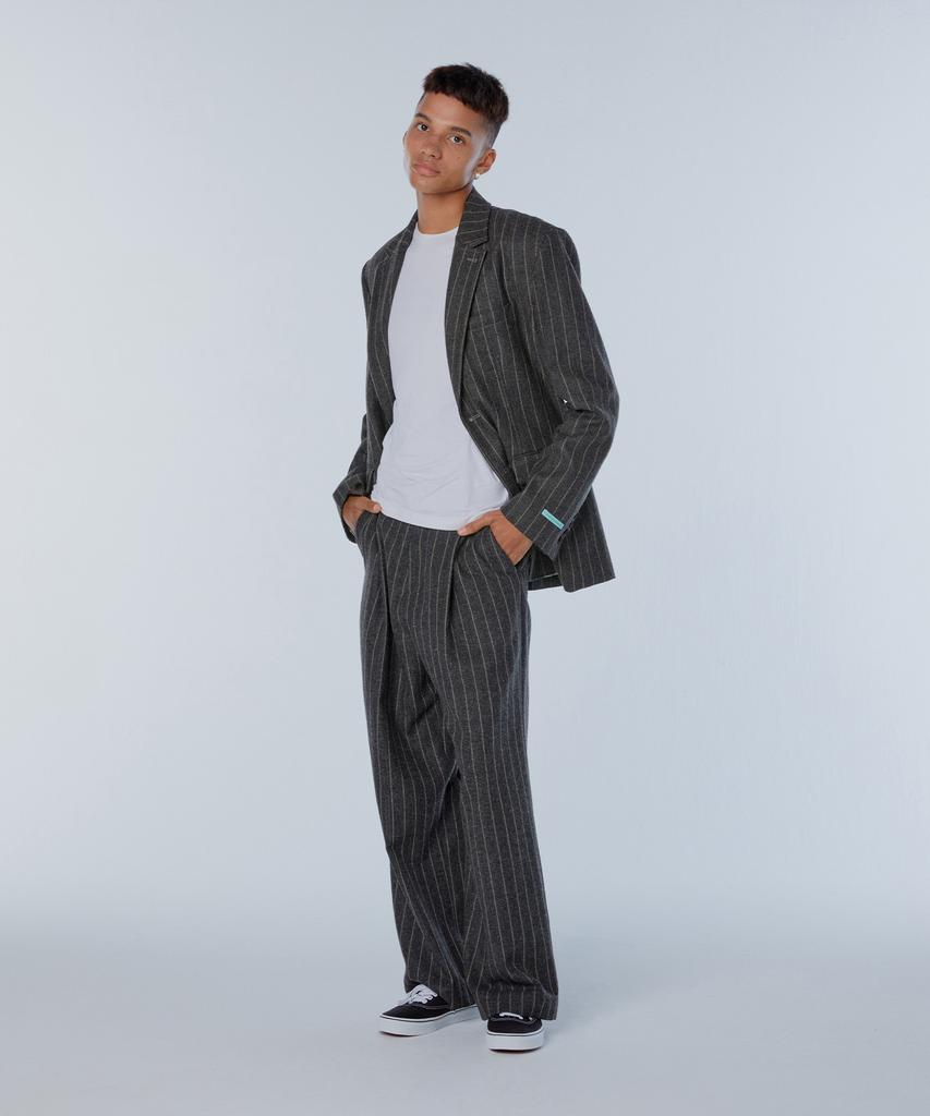 INSTANTFUNK Ms Striped Wool Slacks - Charcoal