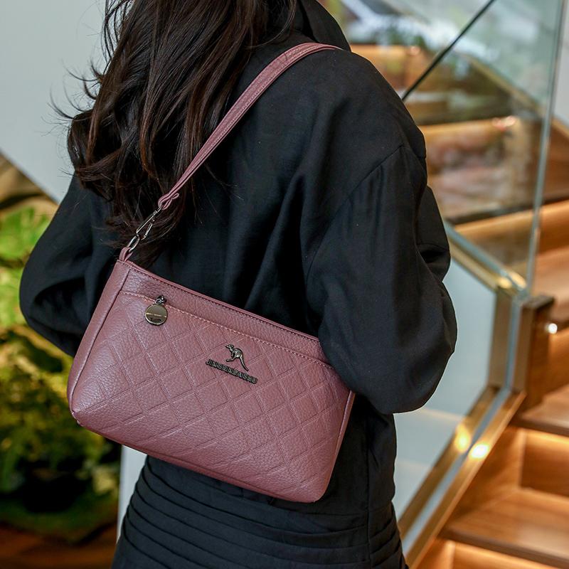 Umhängetasche Mittleren Alters Mutter Tasche Damen Weiches Leder Große Kapazität Mehrschichtige Umhängetasche Handytasche