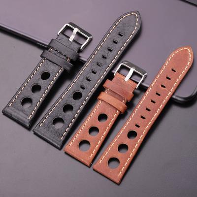 Correa de Reloj Correas de Reloj 22mm 24mm Suave Delgada Negra Marrón Cuero Genuino Correa de Reloj Hebilla de Acero Inoxidable Accesorios de Reloj