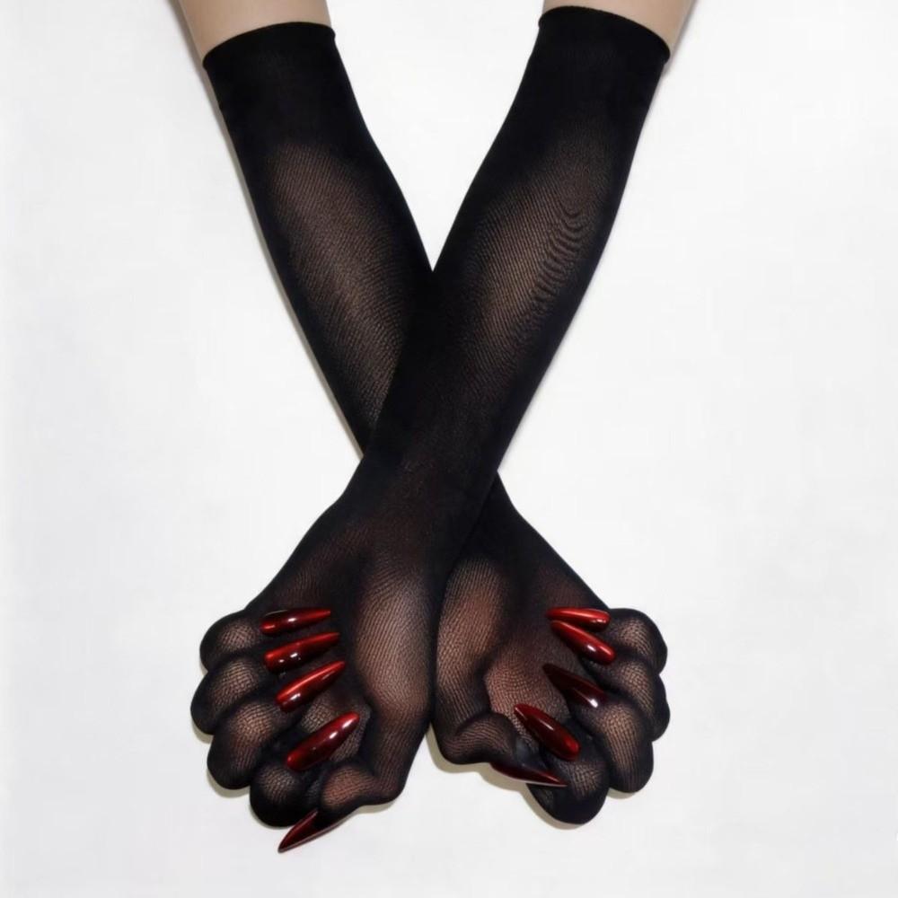 Sheer Cosplay Gloves Breathable Ultra-Thin Gloves New Halloween Dress Gloves  Opera