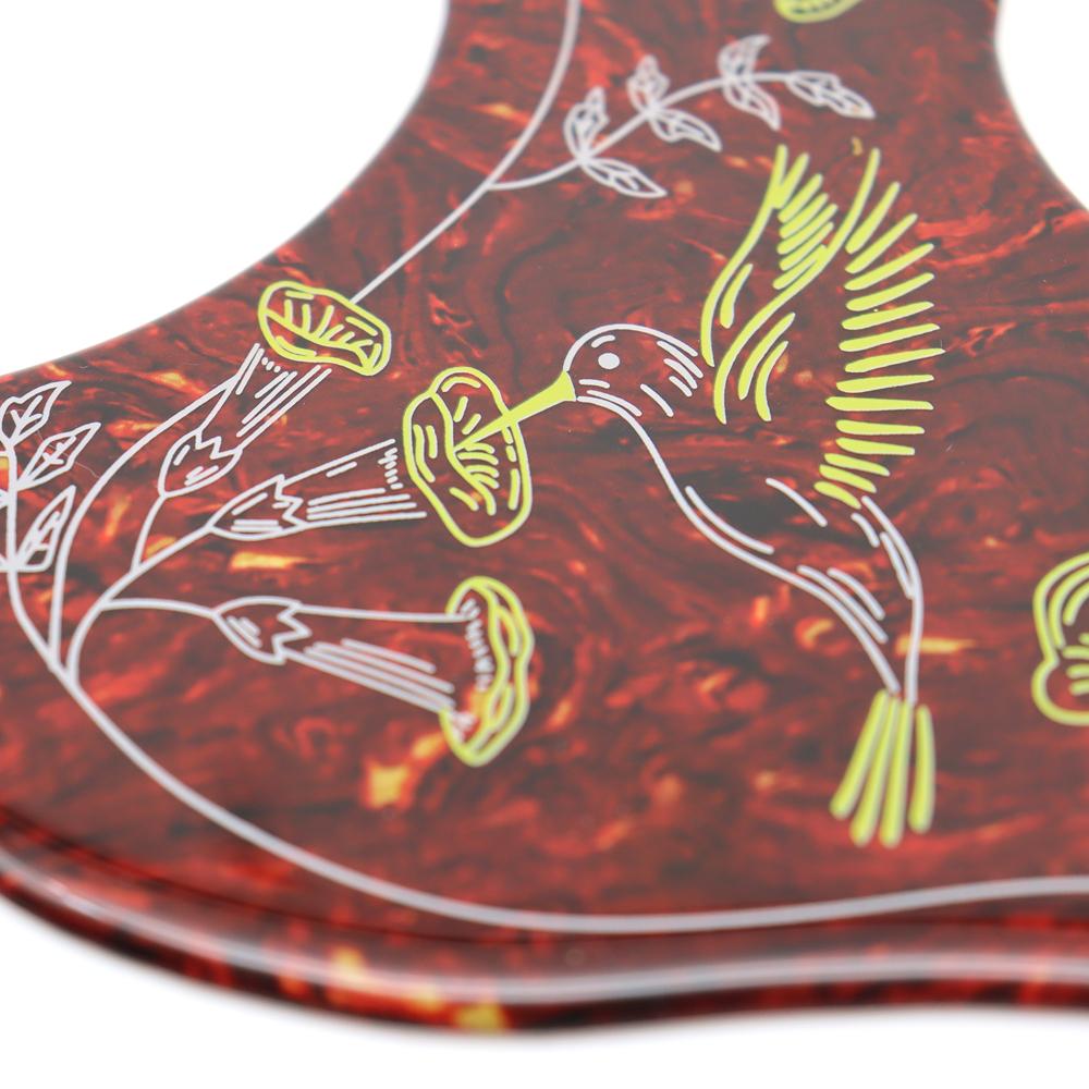 1R Hummingbird Flower Decorative Celluloid & Crystal Epoxy Resin Guitar Pickguard Anti-scratch Plate for Folk Acoustic Guitar