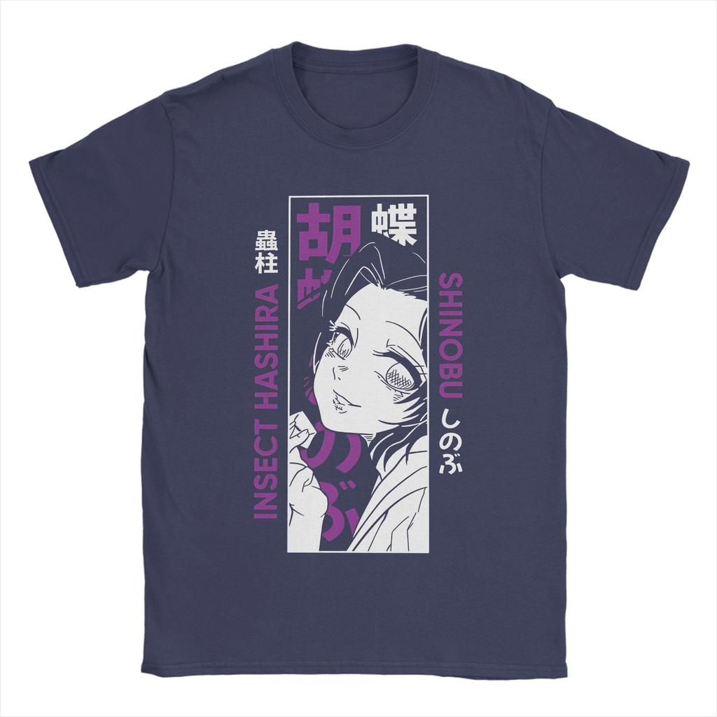 Kreative Kochou Shinobu T-Shirts Herren Rundhals Reine Baumwolle T-Shirts Kurzarm Tees Neuankömmling Kleidung