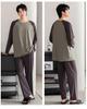Men's Color Block Modal Pajama Set - Long Sleeve Round Neck for Stylish Spring and Autumn Wear