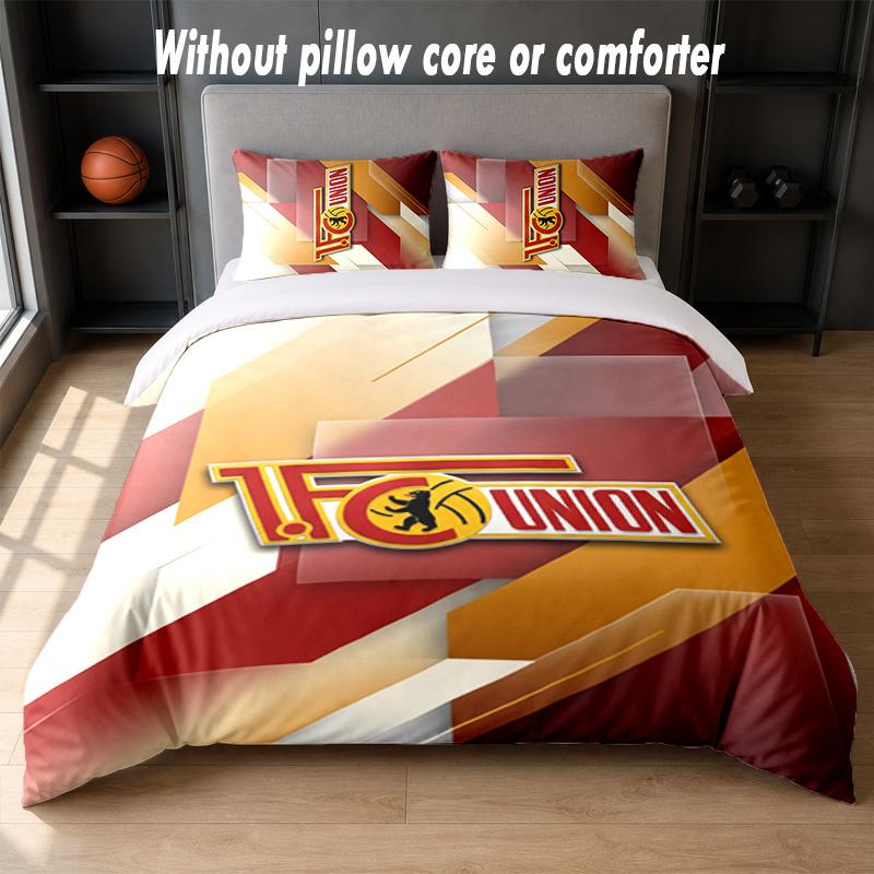 Union Berlin FC Design Bett Bettwäsche-Set 1 Bettbezug + 2 Kissenbezüge Weich Atmungsaktiv Haushalt Bettwäsche