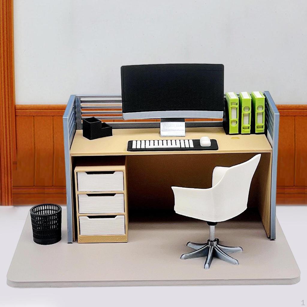 Dollhouse Decor Scene Toys Mini Computer Desk 1/12 Dolls House Gifts