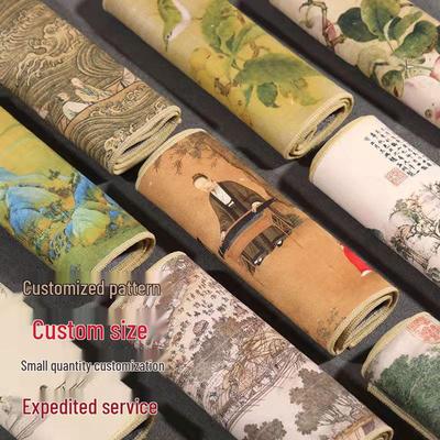 Suede Retro Chinese-Inspired Ink Painting Tea Towel - Absorbent, Double-Sided Coaster for Tea Sets and Tables