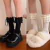 1 Pair Princess Style Dress Socks for Girls Sweet Frilly Socks Ballet Socks Ruffle Ankle Socks with Bows Lace Top Sock