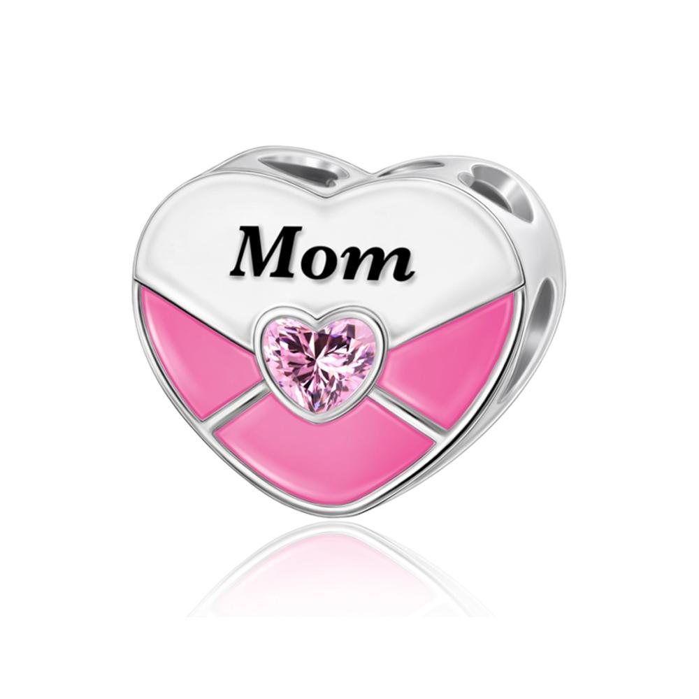 Trendy copper Mum Twotone Wrapped Heart Charm Compatible With Bracelets Delicate Necklaces Mother Exquisite Jewellery Gifts