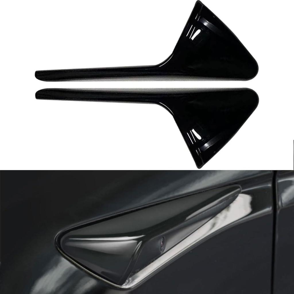 For Tesla M 3/Y Side Camera Protection Cover Carbon Fiber Fender Trim Cover 2017-2026 Glossy Fit Car Modification Accessories