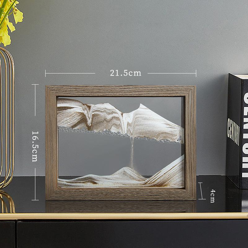 Moving Sand Art 3D Sandscape Quicksand Liquid Hourglass Rotatable Wooden Frame Flowing Sand Painting Office Home Decor Gifts