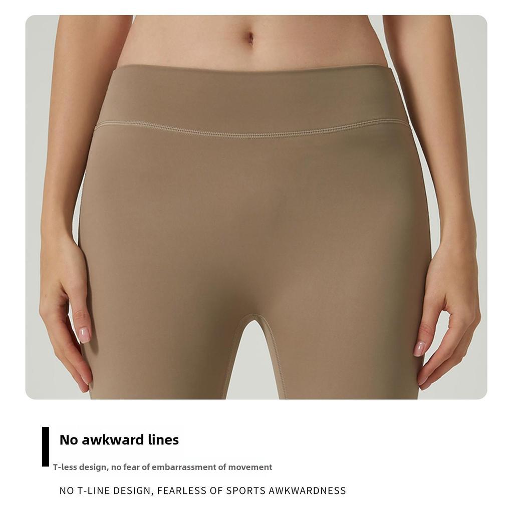 Shorts de Yoga Europeus e Americanos de Cintura Alta com Bolso - Calças de Fitness Flare para Levantamento de Quadril Feminino