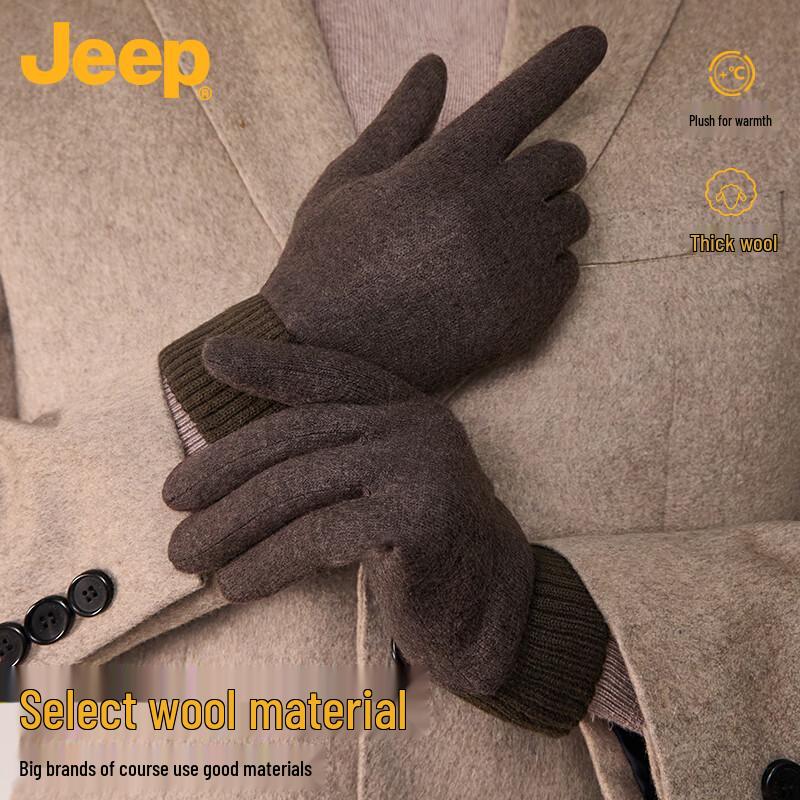 Jeep Men's Touchscreen Wool Winter Gloves