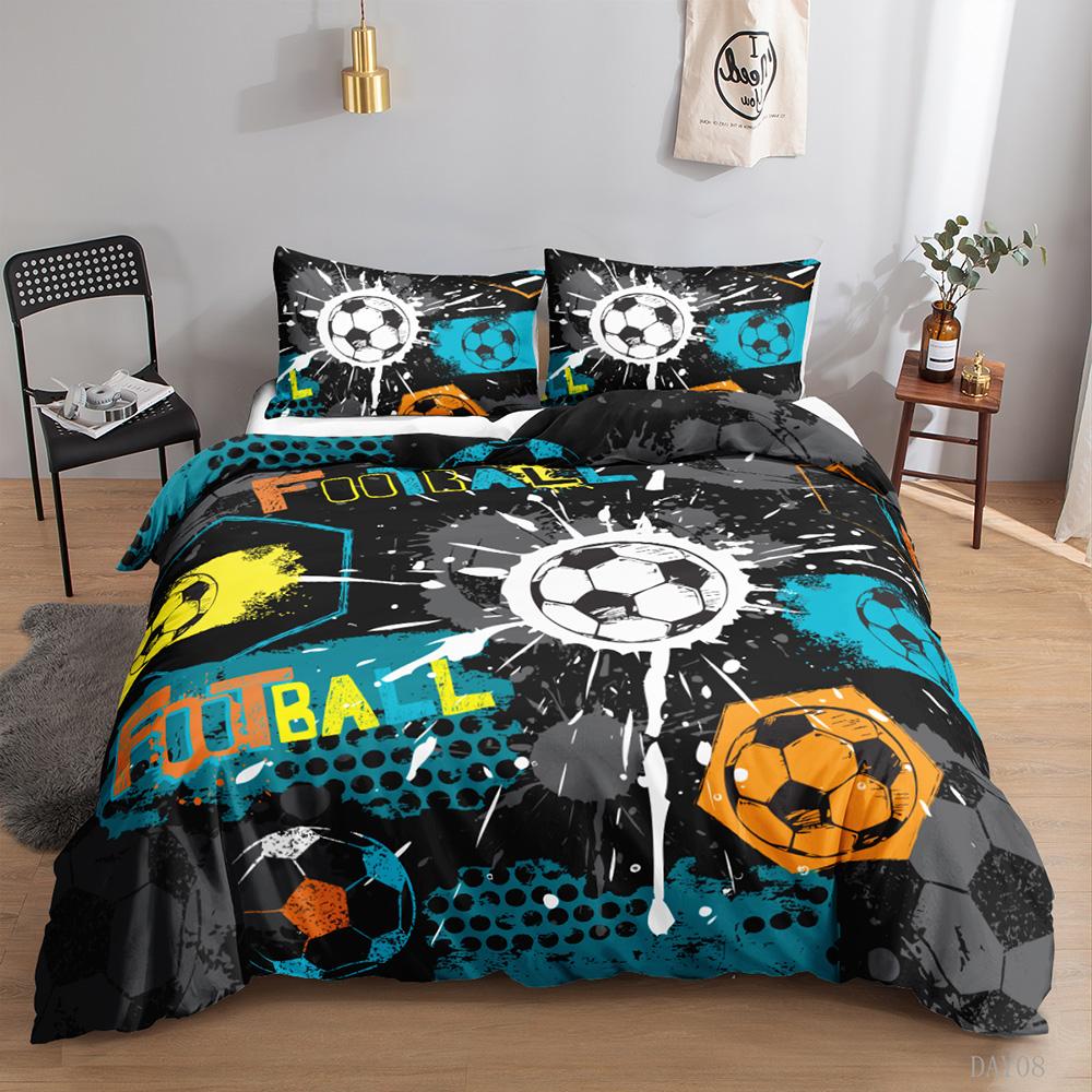 Soccer Duvet Cover Twin Football Kids Bedding Set Soft 3D Quilt Cover Boys Teens Football Lovers King Polyester Comforter Cover